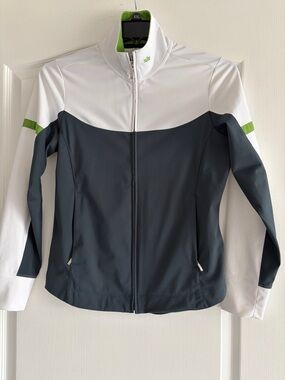 Nike White, Charcoal & Lime Fit Dry Golf Zip Jacket